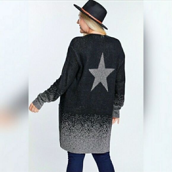 STAR GLITZY GLAMOROUS Lurex plus sz 1X 14-16 cardigan - Picture 3 of 15